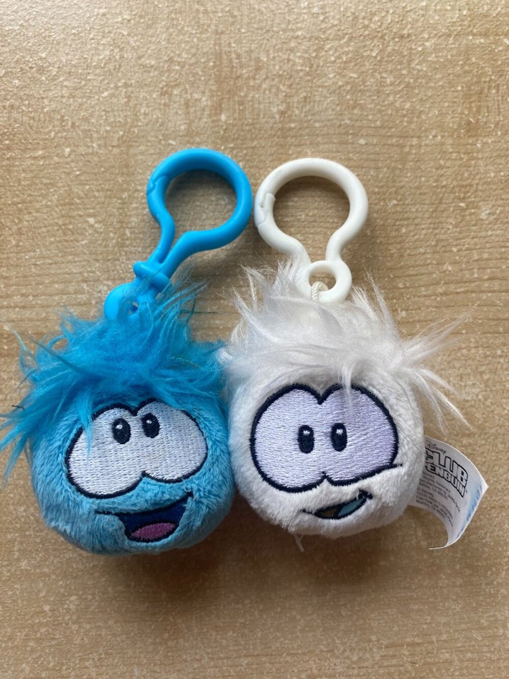 Club Penguin Blue & White Puffle Clip-On Keychain Bundle